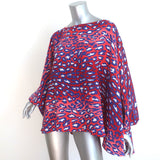 Talbot Runhof Batwing Blouse Red Leopard Print Stretch Silk Size 6