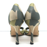 Manolo Blahnik Sedaraby Crystal Buckle d'Orsay Pumps Camo Print Satin Size 38