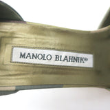 Manolo Blahnik Sedaraby Crystal Buckle d'Orsay Pumps Camo Print Satin Size 38
