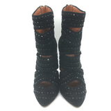 Alaia Crystal-Studded Cutout Boots Black Suede Size 39