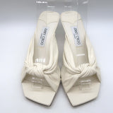 Jimmy Choo Avenue 50 Knotted Leather Mule Sandals Cream Size 39 NEW
