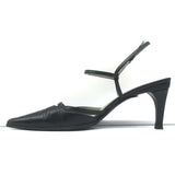 Gucci Cutout Ankle Strap Pumps Black Leather Size 8.5 Pointed Toe Heels