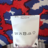 Talbot Runhof Batwing Blouse Red Leopard Print Stretch Silk Size 6