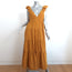 La Ligne Anais Tiered Midi Dress Mustard Linen-Blend Size Large