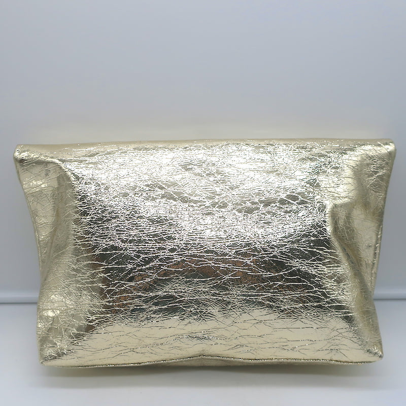 Zimmermann Fold Over Large Clutch Gold Metallic Leather NEW