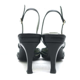 Gucci Cutout Ankle Strap Pumps Black Leather Size 8.5 Pointed Toe Heels