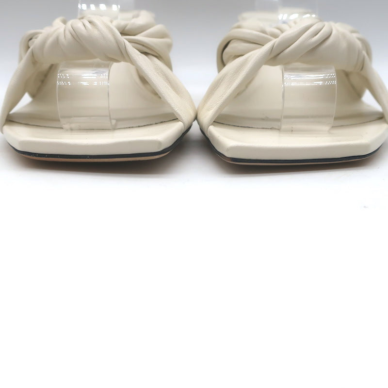 Jimmy Choo Avenue 50 Knotted Leather Mule Sandals Cream Size 39 NEW
