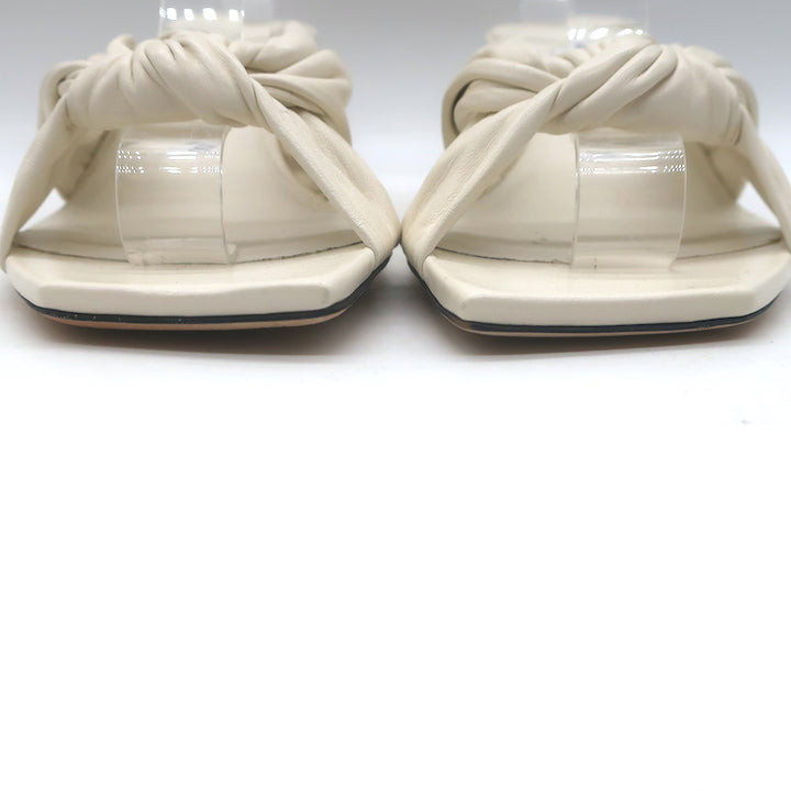 Jimmy Choo Avenue 50 Knotted Leather Mule Sandals Cream Size 39 NEW