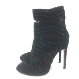 Alaia Crystal-Studded Cutout Boots Black Suede Size 39