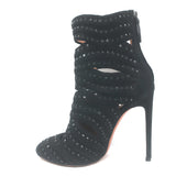 Alaia Crystal-Studded Cutout Boots Black Suede Size 39