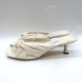 Jimmy Choo Avenue 50 Knotted Leather Mule Sandals Cream Size 39 NEW