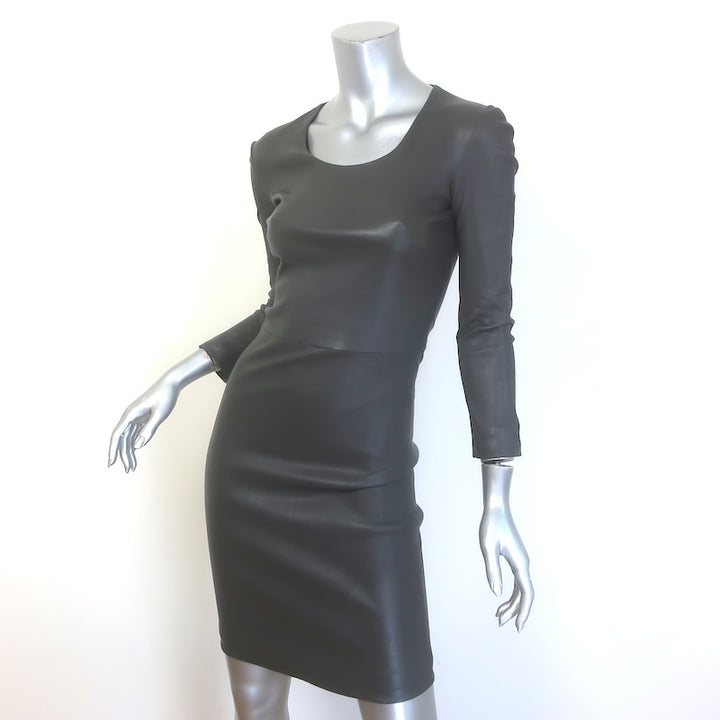 The Row Stretch Leather Mini Dress Gray Size 0