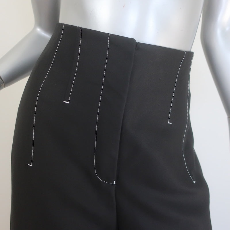 Celine Phoebe Philo Contrast Stitch Ultra High Rise Cropped Wide Leg Trousers Black Size 40