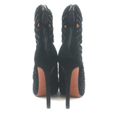 Alaia Crystal-Studded Cutout Boots Black Suede Size 39
