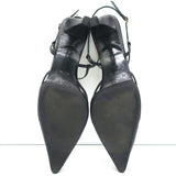 Gucci Cutout Ankle Strap Pumps Black Leather Size 8.5 Pointed Toe Heels