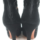 Alaia Crystal-Studded Cutout Boots Black Suede Size 39