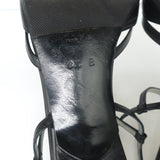 Gucci Cutout Ankle Strap Pumps Black Leather Size 8.5 Pointed Toe Heels