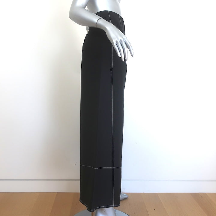 Celine Phoebe Philo Contrast Stitch Ultra High Rise Cropped Wide Leg Trousers Black Size 40