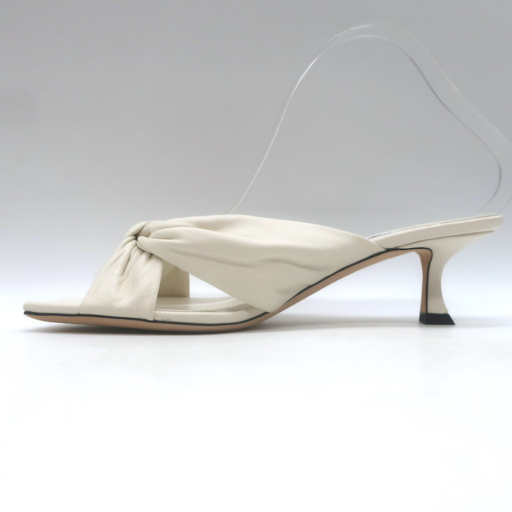 Jimmy Choo Avenue 50 Knotted Leather Mule Sandals Cream Size 39 NEW