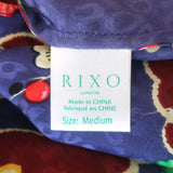 RIXO London Pearl Midi Dress Blue Cherry Blossom Print Silk Satin Size Medium