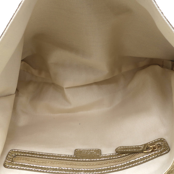 Zimmermann Fold Over Large Clutch Gold Metallic Leather NEW