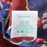 RIXO London Pearl Midi Dress Blue Cherry Blossom Print Silk Satin Size Medium