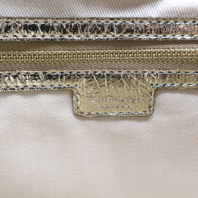Zimmermann Fold Over Large Clutch Gold Metallic Leather NEW