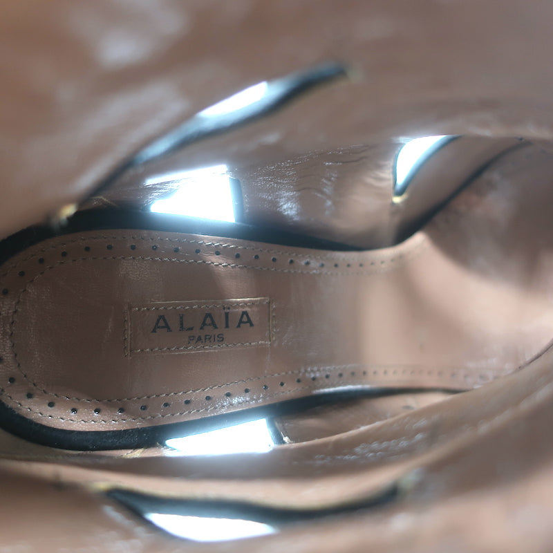 Alaia Crystal-Studded Cutout Boots Black Suede Size 39