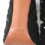 Alaia Crystal-Studded Cutout Boots Black Suede Size 39