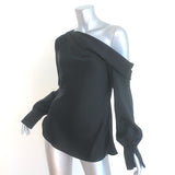 Jonathan Simkhai Alice One-Shoulder Top Black Satin Size Small
