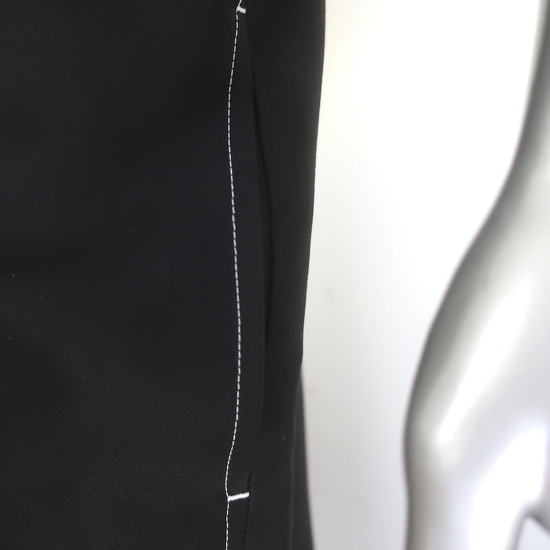 Celine Phoebe Philo Contrast Stitch Ultra High Rise Cropped Wide Leg Trousers Black Size 40