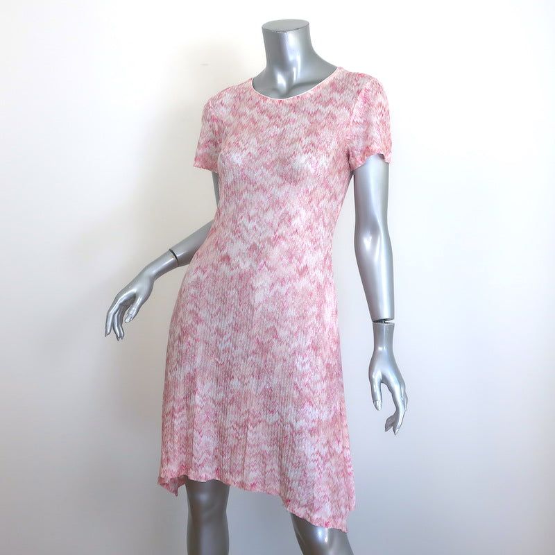 Missoni Zig Zag Knit Short Sleeve Dress Light Pink Size 42