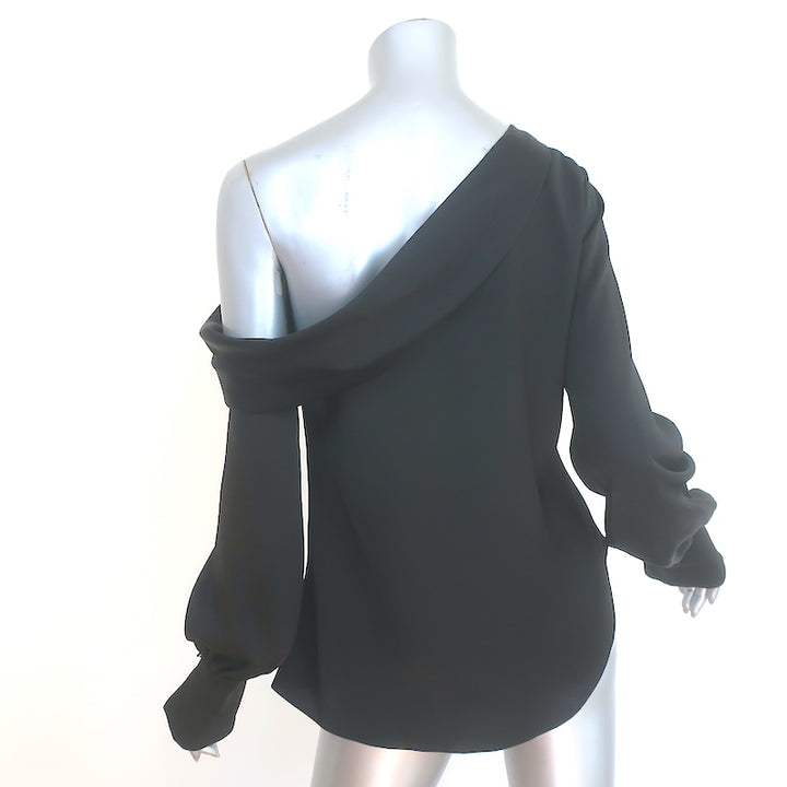 Jonathan Simkhai Alice One-Shoulder Top Black Satin Size Small