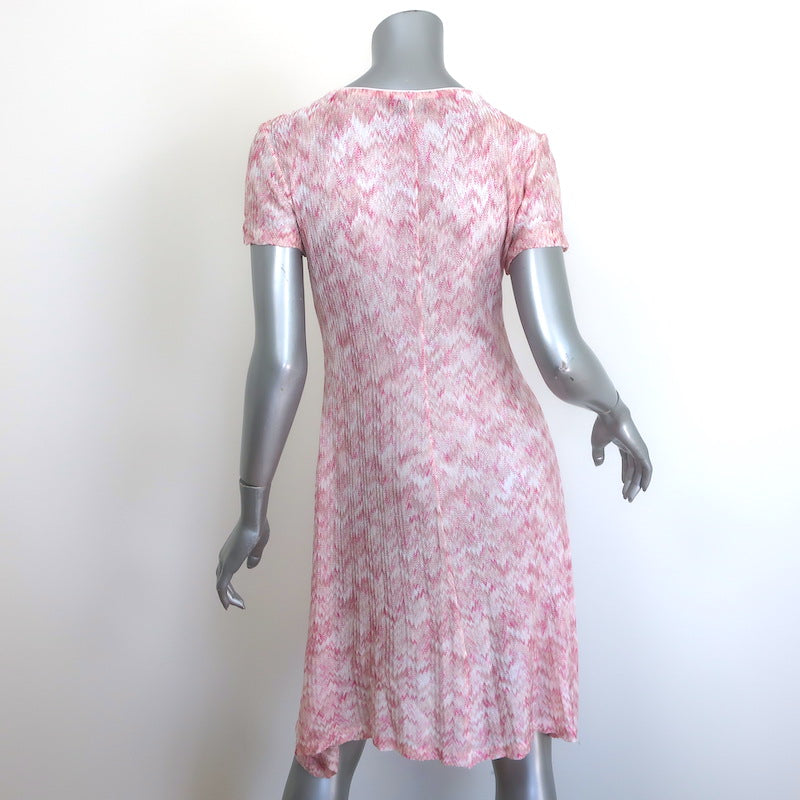 Missoni Zig Zag Knit Short Sleeve Dress Light Pink Size 42
