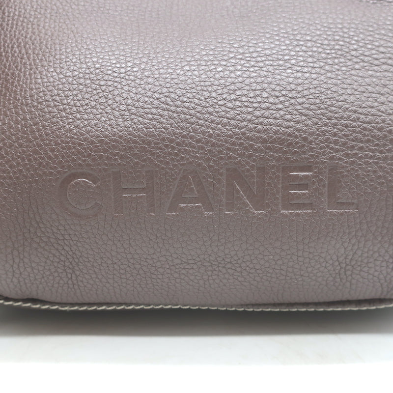 Chanel 2003 Lax Tassel Hobo Dark Brown Grained Leather Small Shoulder Bag