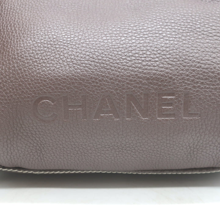 Chanel 2003 Lax Tassel Hobo Dark Brown Grained Leather Small Shoulder Bag
