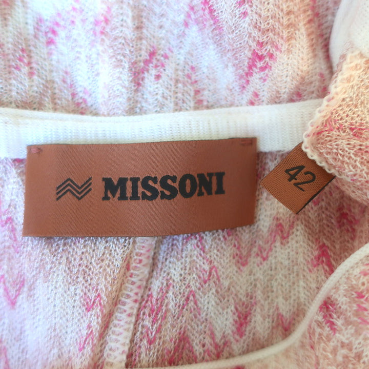 Missoni Zig Zag Knit Short Sleeve Dress Light Pink Size 42