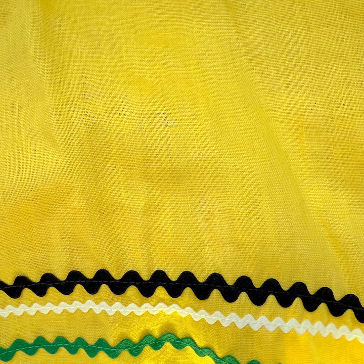 Lisa Marie Fernandez Ric Rac-Trimmed Ruffled Maxi Dress Yellow Linen Size III