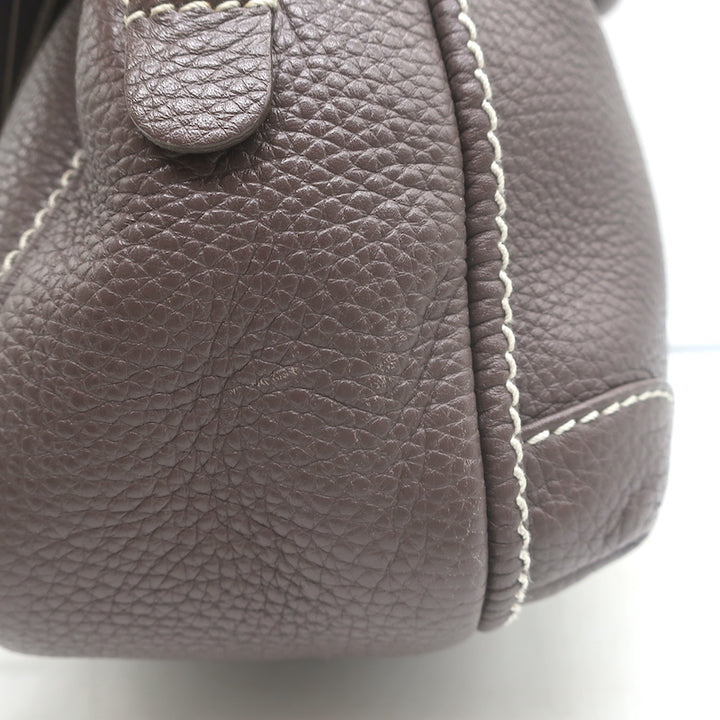 Chanel 2003 Lax Tassel Hobo Dark Brown Grained Leather Small Shoulder Bag