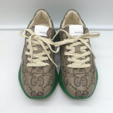 Gucci Rhyton Jumbo GG Coated Canvas Sneakers Brown/Green Size 37.5 NEW