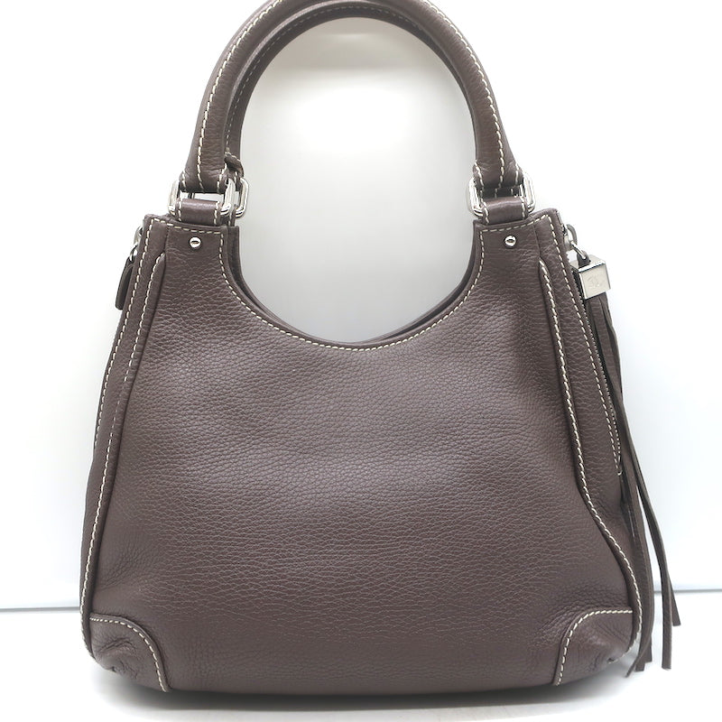 Chanel 2003 Lax Tassel Hobo Dark Brown Grained Leather Small Shoulder Bag