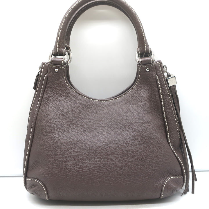 Chanel 2003 Lax Tassel Hobo Dark Brown Grained Leather Small Shoulder Bag