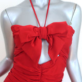 Alexandre Vauthier Bustier Midi Dress Daring Red Stretch Jersey Size 38 NEW