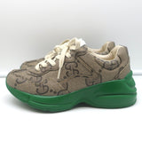 Gucci Rhyton Jumbo GG Coated Canvas Sneakers Brown/Green Size 37.5 NEW