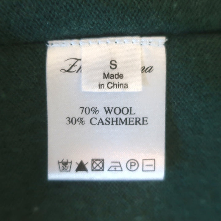 Zhor &amp; Nema Contrast-Trim Mini Sweater Dress Green/Navy Wool-Cashmere Size Small