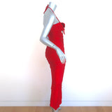Alexandre Vauthier Bustier Midi Dress Daring Red Stretch Jersey Size 38 NEW