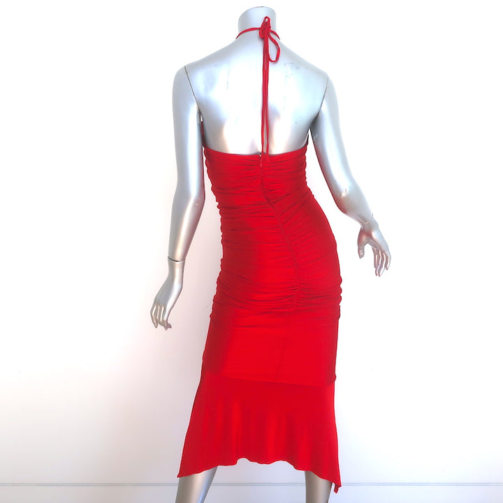 Alexandre Vauthier Bustier Midi Dress Daring Red Stretch Jersey Size 38 NEW
