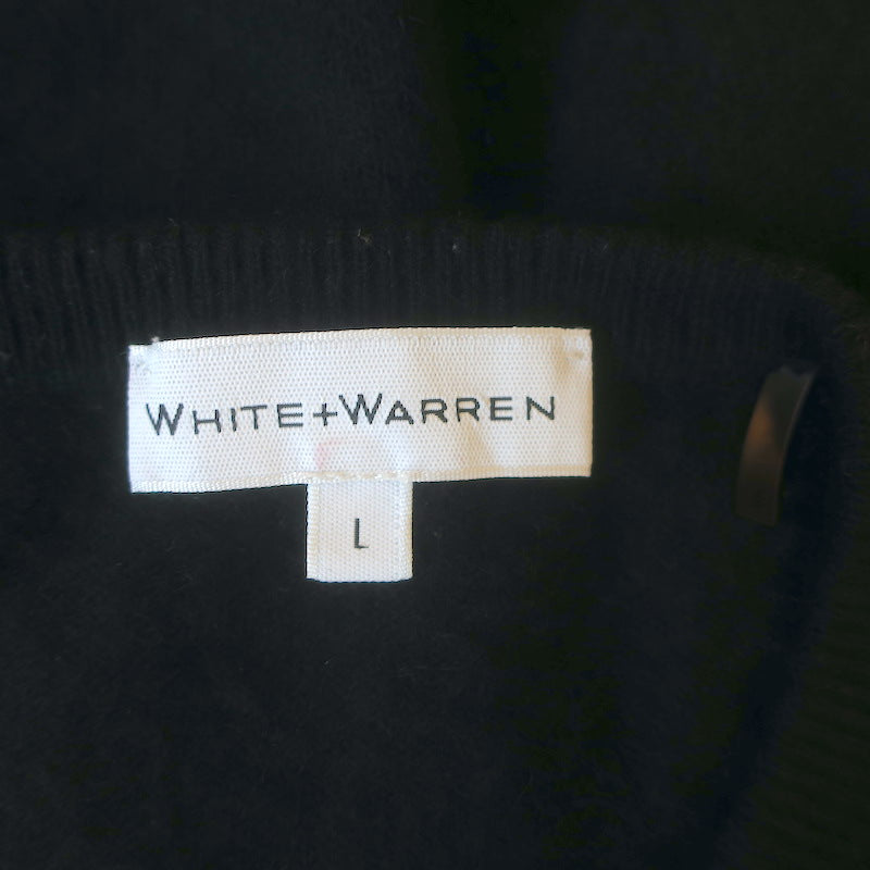 White + Warren Cashmere Crystal &amp; Faux Pearl Button Cardigan Black Size Large