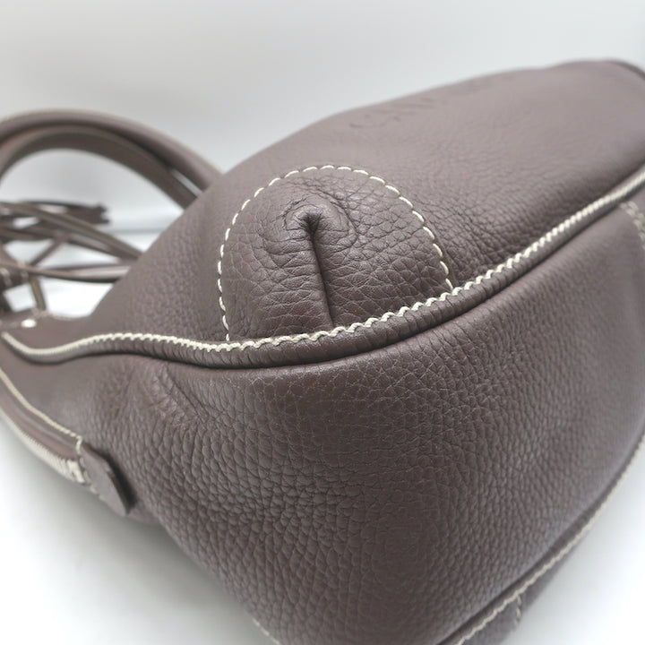 Chanel 2003 Lax Tassel Hobo Dark Brown Grained Leather Small Shoulder Bag