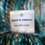My Beachy Side Margaux Hand Knit Fringe Cardigan Teal/Multi Size Small